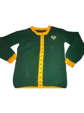 Football Game Day Sweater Green Bay Packers XXL Green Handmade Crochet OOAK
